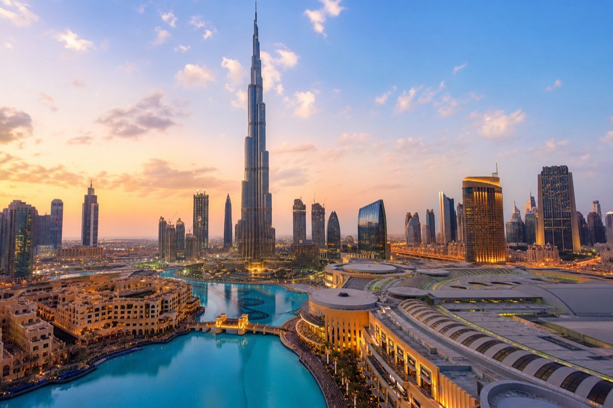 Dubai skyline in the United Arab Emirates
